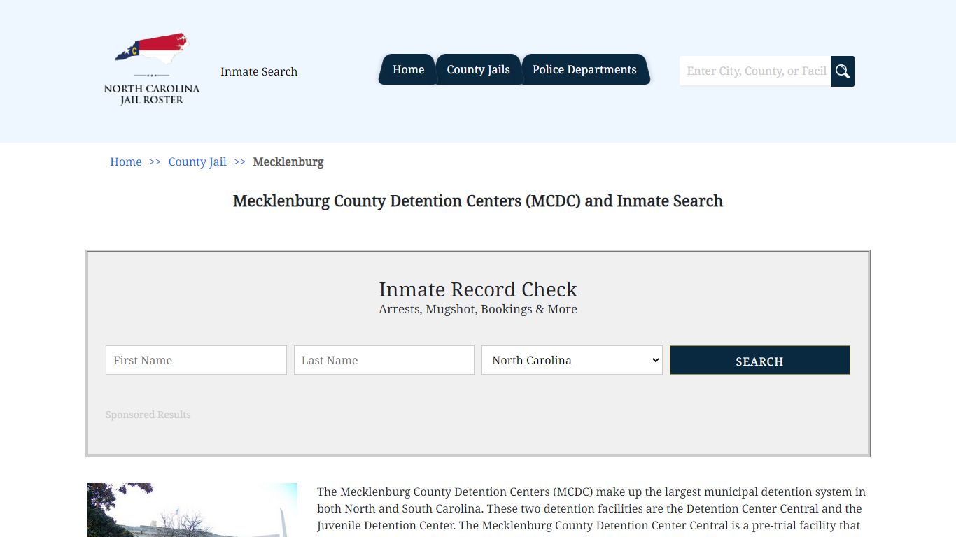 Mecklenburg County Detention Centers (MCDC) and Inmate Search